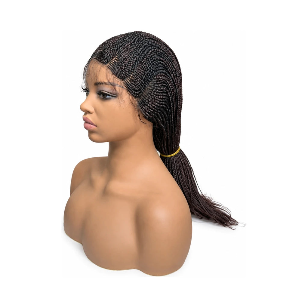 Side Part/Mid Closure Conrow with Box Braids